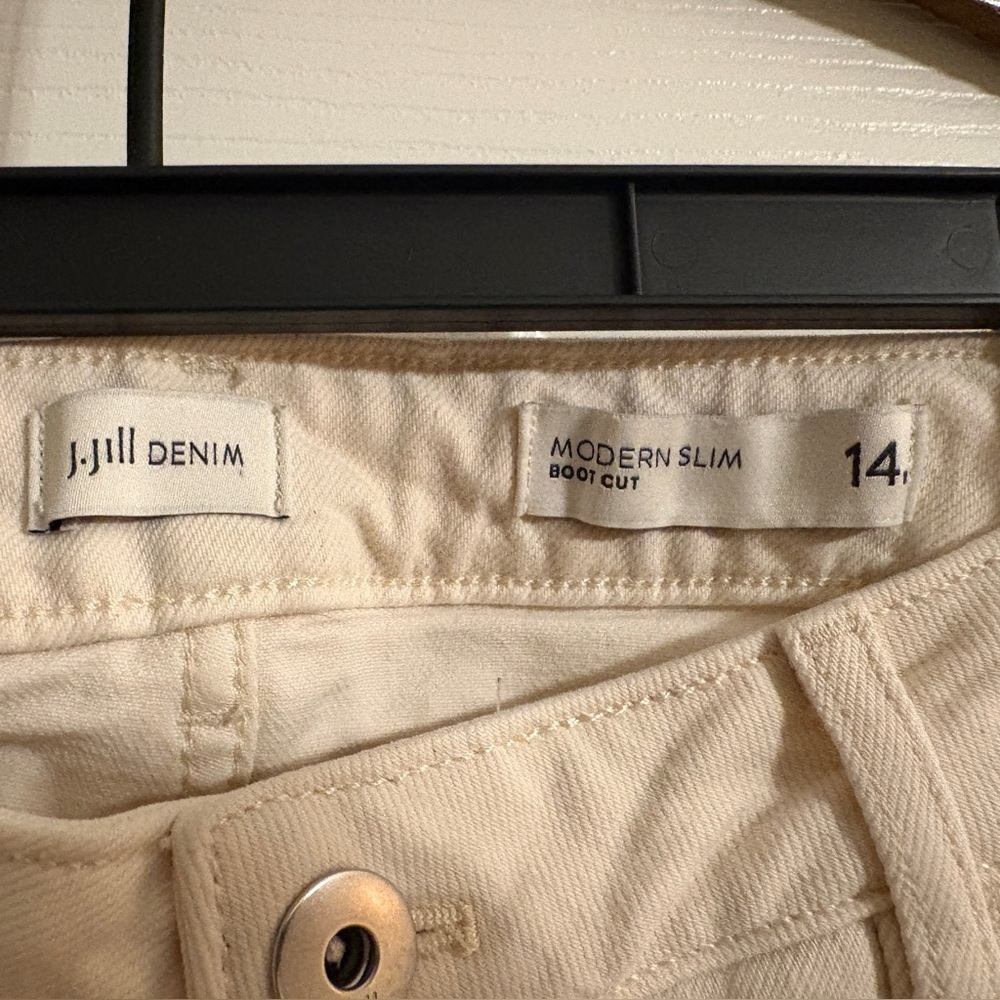 J. Jill Denim Natural Cotton Blend Modern Slim Bootcut Raw Hem Jeans WOMENS 14 - Picture 3 of 6